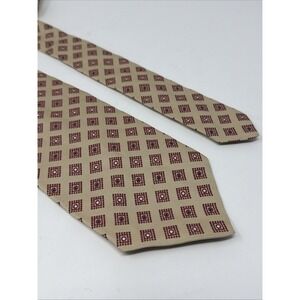 Vintage Givenchy Polyester Wide 4" Tie - Tan & Red Geometric Pattern Tie